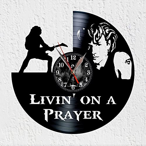 VINY WOODY Wanduhr aus Vinyl-Schallplatte, amerikanische Band-Silhouette, Rock 80s