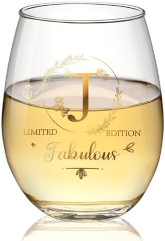 Joymaking Verre à Vin Personnalisé Avec Nom Lettre J - Gravure, Apérol Spritz - Cadeau Pour Femme, Homme, Petite Amie, Petit Ami, Sœur - 38 ml