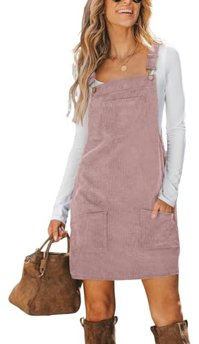 CUPSHE Abito estivo da donna in velluto a coste con tasca frontale con scollo quadrato, cinturino largo casual, per vacanze, autunno, mini abito, Viola chiaro, M