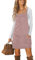 CUPSHE Abito estivo da donna in velluto a coste con tasca frontale con scollo quadrato, cinturino largo casual, per vacanze, autunno, mini abito, Viola chiaro, M