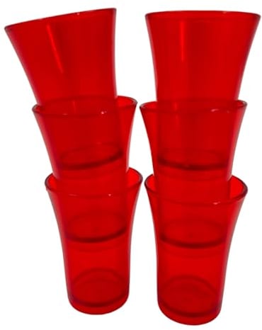 Reusable Shot Glasses Red Pack of 6, 50ml, Plastic Reusable, Shot Glasses, Shot Glasses Set, Novelty Shot Glasses, Tall Shot Glasses, Shot Glass Multiple Colors UK Made Ideal for Parties and Events