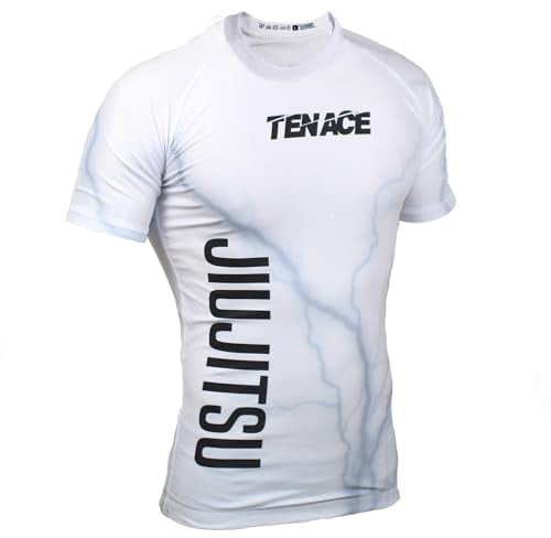 Tenace Jiu Jitsu Kompressionsshirt für MMA, BJJ, Grappling Rashguard, weiß, XL