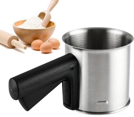 Setaccio per farina da 1 pezzo - Setaccio per farina manuale in acciaio inossidabile, setacci da forno filtro per farina | Tazza per agitare la farina per domestica con pressa con manico in