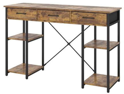 Vicco Schreibtisch Chino, Arbeitstisch für das Büro, Eiche rustikal, 120 x 78 cm mit 3 Schubladen