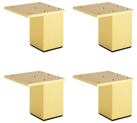 YJRZYQKXKL Tischbeine Höhenverstellbar, 4 Stück Quadrat Möbelfüße Gold Aluminiumlegierung | Eloxierte Oberfläche Tischfüße Höhe: 3-40cm Sofafüße Schrankfüße Couchtischbeine-5cm/2