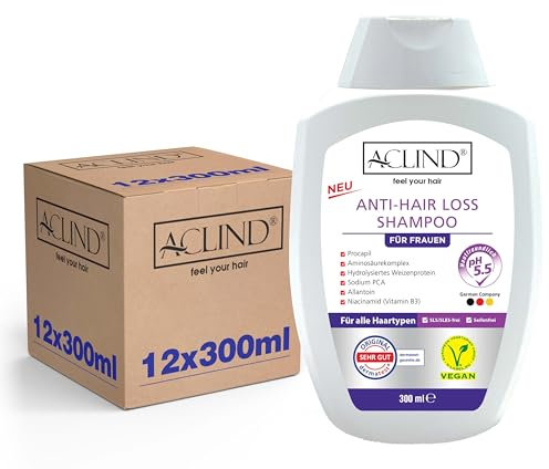 ACLIND Anti-Hair Loss Shampoo – Biologische Inhaltsstoffe – Fördert Haarwachstum Women – Gegen Haarausfall - 12er Pack (300ml) - Shampoo gegen Haarausfall, Haarwuchsmittel