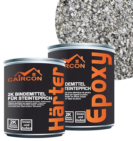 Steinteppich Set Epoxidharz Bindemittel Marmorkies - 25Kg Hellgrau 1-4mm