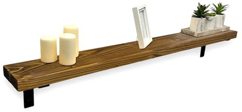 MKGT Handmade Solid Wood Radiator Shelf with Brackets | Rustic Slim Wall Shelf for Hallway Storage | Wooden Shelving (Tudor Oak, 130 cm)