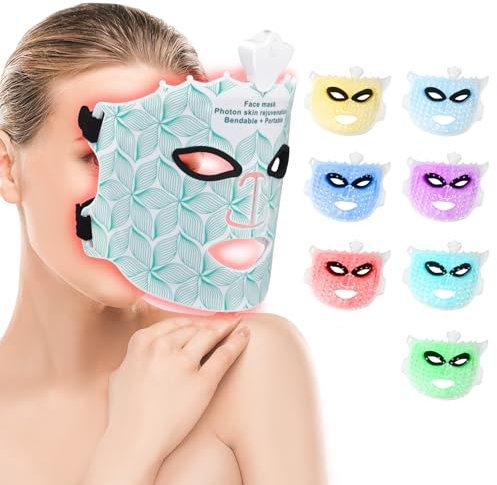 Maschera viso a LED per terapia della luce rossa, con terapia della luce rossa, maschera per la terapia della luce rossa, in silicone, con telecomando per ringiovanimento, prodotto anti-invecchiamento