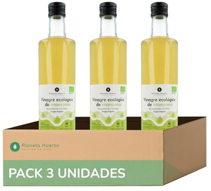 PLANETA HUERTO | Pack 3x Vinagre de Manzana ECO Sin Filtrar 750 ml – Vinagre de Manzana 100% Natural, Rico en Enzimas y Probióticos para Mejorar la Digestión y la Salud General