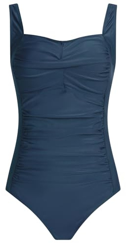 Aidotop Womens One Piece Swimsuit Tummy Control Swimwear with Retro Ruched Monokini Bathing Suits(102Blue,L)