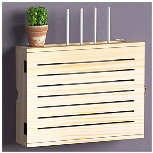 NSTVVEE Router-Aufbewahrungsbox, Wandmontage-WLAN-Router-Aufbewahrungsbox, Holz-WLAN-Netzwerk-Set-Top-Box, Modemkabel, Router-Abdeckung, organisierte Stromversorgung für Zuhause, Schlafzim