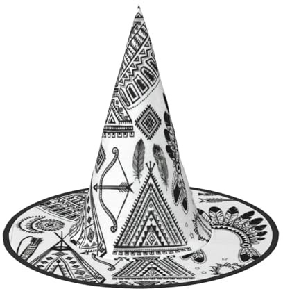 3 Stück Halloween-Hut – Hexenfeder-Stirnband, Tipi-Zelt, Druck, Kostüm, Party, Damen und Herren, spitze Hornkappe, Licht für festliche Ostern