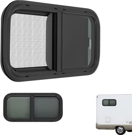 OUBUBY Wohnmobilfenster Fenster mit Fliegengitter, 600×300 mm Caravan Seitenfenster Wohnmobil Ausstellfenster Camper RV Push Fenster für Wohnwagen Van Camper