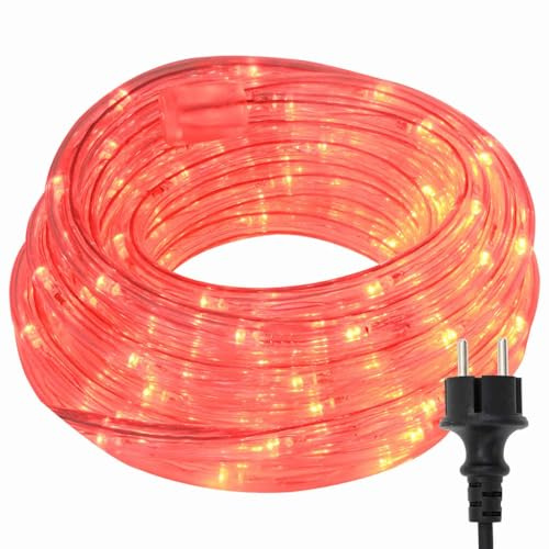 vidaXL Lichtseil mit 240 LEDs Rot 10 m PVC, Outdoor-Lichterkette, saisonale Deko, Indoor-Ambiente, LED-Beleuchtung, Festliche Dekoration