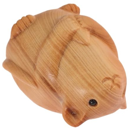 Holzgeschnitzte Hamsterfigur als Dekorative Tierstatue für Wohnräume | Kompakt und Fein Gearbeitet, Stilvolle Akzentfigur, Passend für Garten und Verschiedene Anlässe