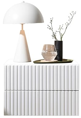 TABONI Nachtschrank hängend Weiß Nachtkonsole 42 x 28 x 30 cm (B/H/T) | Schwebender Nachttisch fürs Schlafzimmer, 2 Schubladen mit Push-to-Open-System, pflegeleichte Melamin-Oberfläche