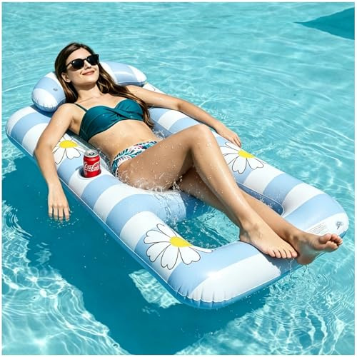 QuFrotty Inflatable Pool Floats Chair For Adult With Headrest & Cup Holder