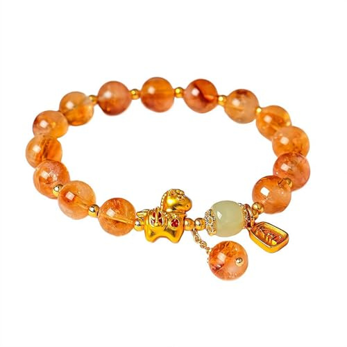 SHUZHENG Bracelet pour le Nouvel An chinois du cheval 2026, bracelet de chevaux du Nouvel An chinois Fengshui avec perles rouges porte-bonheur en or et breloque en forme de cheval - Cadeau pour les