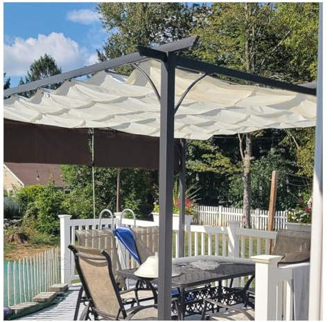 Impermeabile Tettoia Per Pergola Retrattile Vele Ombreggianti Ondulate, Copertura Di Ricambio Con Kit Di Installazione Per Giardini Esterni, Terrazze E Gazebo(1x2m)