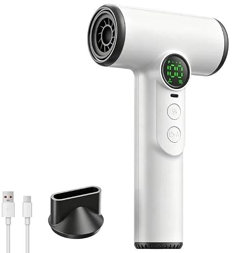 Cordless Hair Dryer, 200W Rechargeable Hair Dryer, 15000mAh Portable Hairdryer with 100 Temperatures & Wind Speed, Rechargeable Travel Hairdryers Lightweight, Cordless Hairdryer for Dormitory Camping
