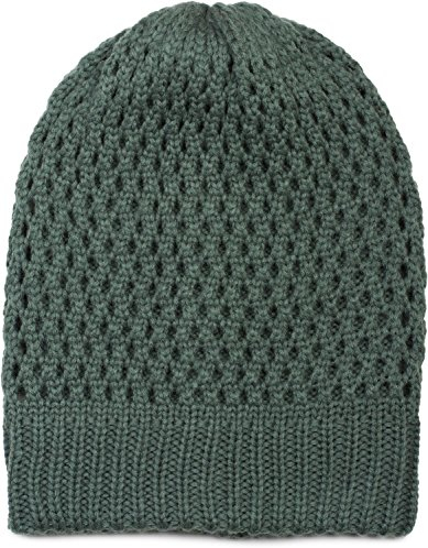 styleBREAKER Strick Beanie Mütze mit Loch Muster, Slouch Longbeanie Winter, Strickmütze, Unisex 04024139, Farbe:Dunkelgrau