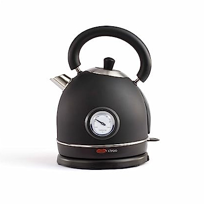 LIVOO DOD157N Bouilloire Rétro Vintage themomètre intégré | Capacité 1.8L, Arrêt Automatique, Filtre Anti-calcaire | 1800W