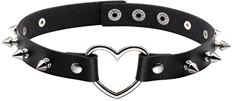 MILAKOO Punk Style Liebesherz PU Leder Kragenchoker Halskette Akzent versetzt