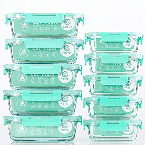 10 recipientes de cristal para comida preparada con tapas herméticas para cocina y uso doméstico. Recipientes de cristal para alimentos