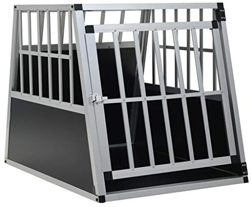 negaor Hunde Transportbox für Auto, Hundetransportbox Hundekäfig Hundebox Auto Hund mit Einzeltür Aluminium 65 x 91 x 69,5 cm (B x T x H) Silbern