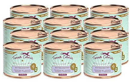 Terra Canis Kaninchen, Zucchini, Aprikose & Borretsch - Getreidefreies Nassfutter, 12x200g I Premium Hundefutter in 100% Lebensmittelqualität Aller Rohstoffe I Reichhaltig, gesund & allergenarm
