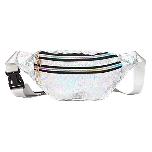 VFJLR Holographische Taillentaschen Frauen Rosa Silber Gürteltasche Weibliche Gürteltasche Schwarz Geometrische Taillentaschen Brusttasche Silber