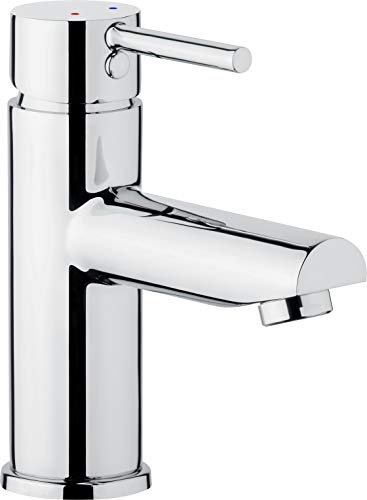Cornat Waschtisch-Einhebelarmatur Calo - Verchromter Messingkörper - Mühelose Schaftbefestigung - Mit Druck-Ablaufventil / Hochdruck-Armatur / Wasserhahn fürs Bad / Waschbecken-Armatur / CAL1