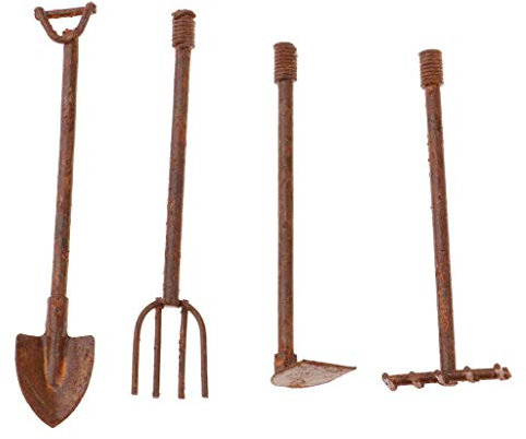 Pelle, houe et fourche miniatures pour maison de poupée, accessoires de jardin féérique