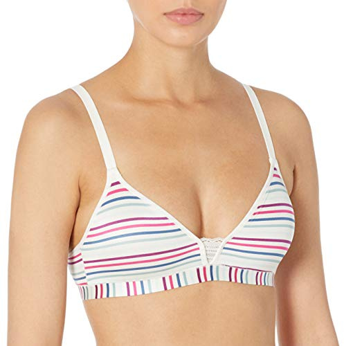 Hanes Ultimate Women's Unlined Wire-Free Bra T-Shirt, Pearl Stripe Print, M