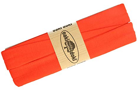 Schrägband Jersey 3m Breite 20mm Oaki Doki Tricot de Luxe Einfassband elastisch über 80 Farben, Farbe:hellrot