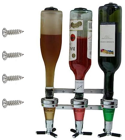 Ianulus An der Wand Montierter Weinspender, 3 Flaschen Weinspender, Weinspender, Bar Butler Flaschenständer Getränkeständer für Cocktails, Bartending, Mixwein, Bar, Küche (30ml)