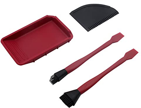 Ticfox 4pcs Silicone Woodworking Glue Tool Kit Narrow Brush Wide Brush Flat Scraper Wood Gluing Tools