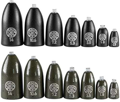 LMAB Tungsten Bullet Weight - Texas & Carolina Rig Gewichte zum Finesse Angeln, bleifrei mit Inlay, zum Barschangeln & Zanderangeln, Farbe Matt Black, Größe 7,2 g