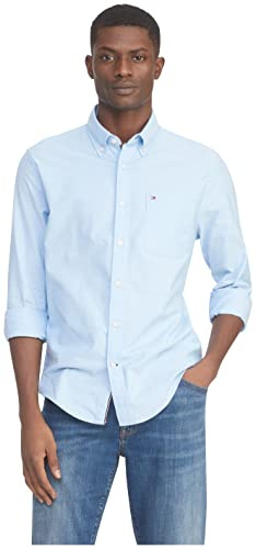 Tommy Hilfiger Herren Tmmy Strtch Oxfrd Ls Hemd mit Button-Down-Kragen, Blau (Provence), XL