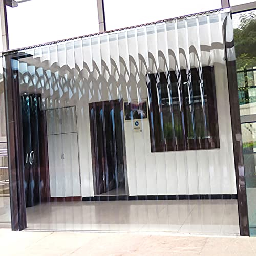 SUNZ PVC Streifenvorhang, Transparent Stallvorhang, Türvorhang Aus Kunststoff, Bausatz Komplett Vormontiert, für Supermarkteingang, Schultor (1.8x2.2m/70x86in)