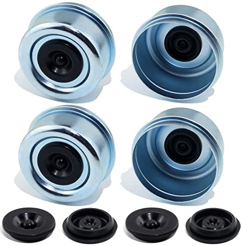 GREPSPUD 4pcs 2.72'' Trailer Hub Bearing Dust Caps, Trailer Axle Grease Dust Cap Cup Wheel Center Cover Caps & 4pcs Extra Rubber Plugs for 7000 to 8000 lb Dexter EZ Lube Trailers Camper RV Wheel Hubs