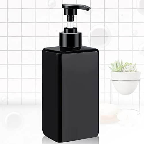 300ml Dispenser Sapone Nero Ricaricabile Quadrato Dispenser Sapone Dispenser Di Sapone a Piantana Contenitore per Lozione In Plastica con Testa Pompante per Bagnodoccia, Sapone per le Mani, Detersivo