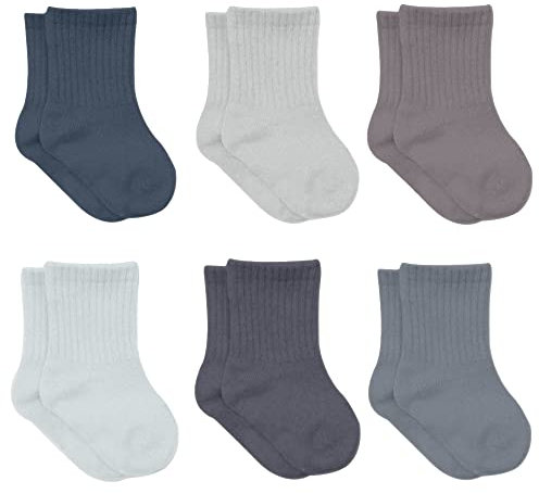 6 paia di calzini per neonati da 0-6 mesi a 3 anni, in cotone, senza cuciture, per bambini e bambine, antracite., 12-24 Monate