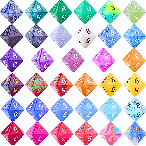 PLAYZOCO Würfel 8 Rollen- und Mathematikunterricht, 8 Gesichter pädagogische Würfel, mathematische Rollendidaktische Würfel, mathematische Lernung, Pädagogische Würfel, D8 Würfel, 35 Stück