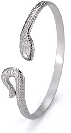 UNIFT Schlange Armband Damen Edelstahl Vintage Chic Offen Armreif, 27 centimeters, Stein Edelstahl, Ohne Edelstein