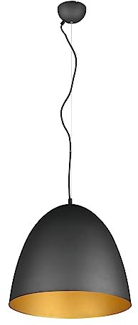 Reality Leuchten Pendelleuchte Tilda R30661980, Schirm Metall Schwarz matt/goldfarbig, exkl. 1x E27