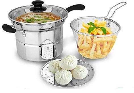 ZAANU Calderas Dobles de Acero Inoxidable Olla de Sopa de Acero Inoxidable Olla de Cocina Sartén Fideos de Leche Olla de Vapor Frito Utensilios de Cocina Olla