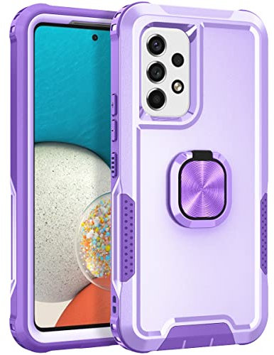 Knoowcase for Samsung Galaxy A13 Case Shockproof Samsung A04S Phone Case with Ring Military Grade Protective TPU Bumper Hard PC Back Cover Built-in Magnetic Kickstand Car Mount, Purple