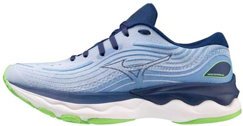 Mizuno Damen Wave Skyrise 4 (W) Laufschuhe, Blau/Grün (Blue Henon Blue Depths Techno Green), 39 EU